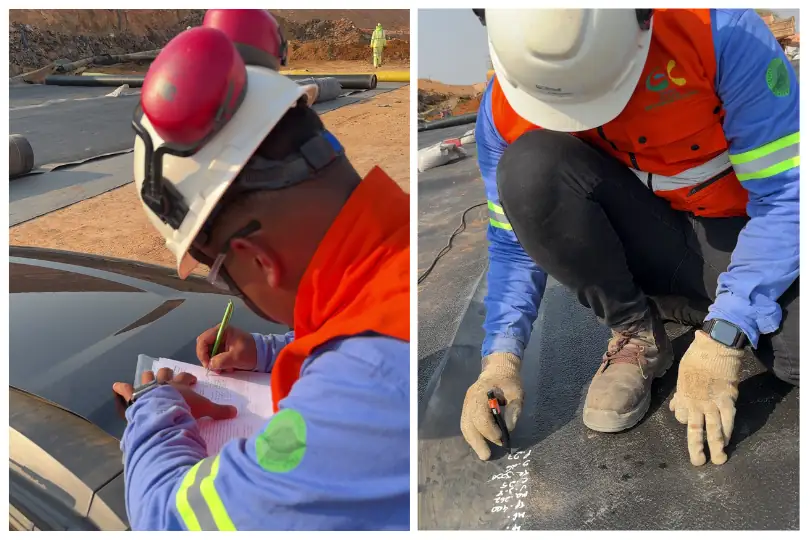 Documentação e rastreabilidade de obra com geomembrana PEAD